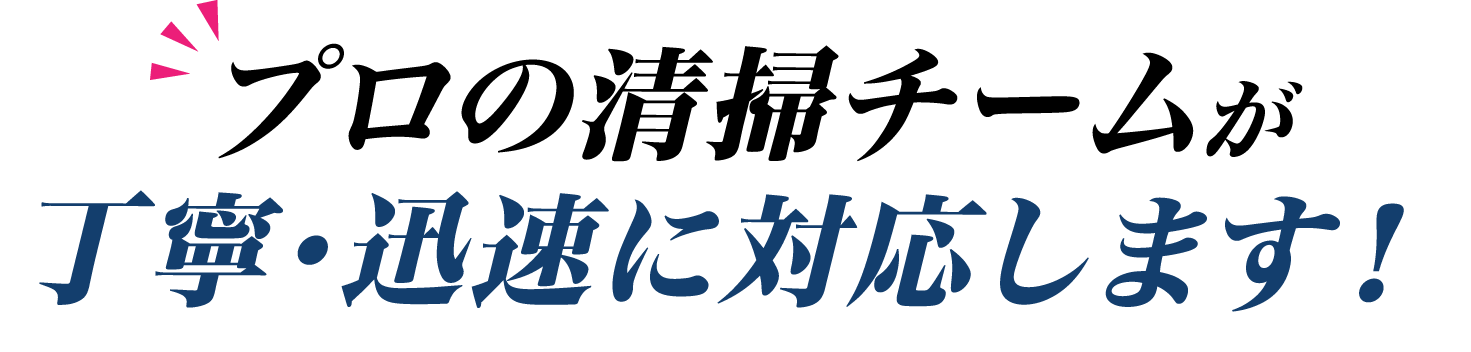 プロの清掃チームが丁寧・迅速に対応します！